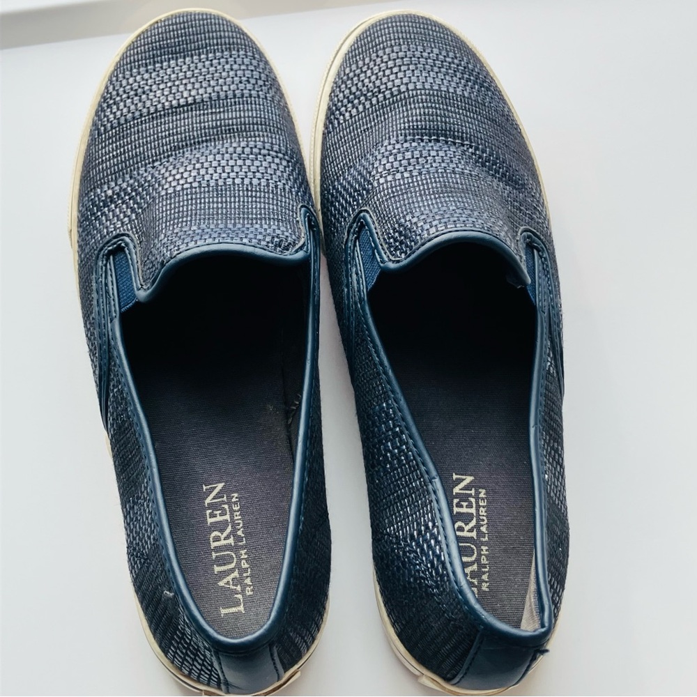 Lauren Ralph Lauren Navy Textured Slip On Shoes